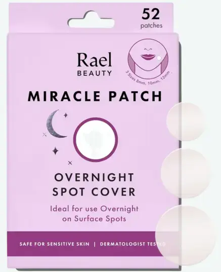 Lavender Rael Beauty Miracle Patch Overnight Spot Cover box with 52 hydrocolloid patches