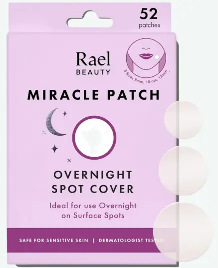 Lavender Rael Beauty Miracle Patch Overnight Spot Cover box with 52 hydrocolloid patches