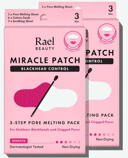 Pink Rael Beauty Miracle Patch 3-Step Pore Melting Pack for blackhead control (3 kits)